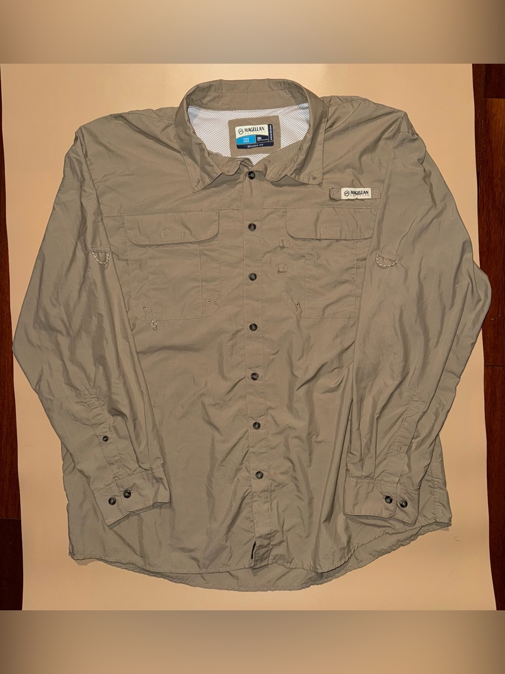 Magellan Fishing Shirt Laguna Madre Long Sleeve Tan Khaki 2XL